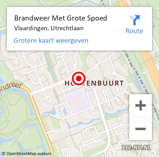 Locatie op kaart van de 112 melding: Brandweer Met Grote Spoed Naar Vlaardingen, Utrechtlaan op 28 mei 2024 03:08