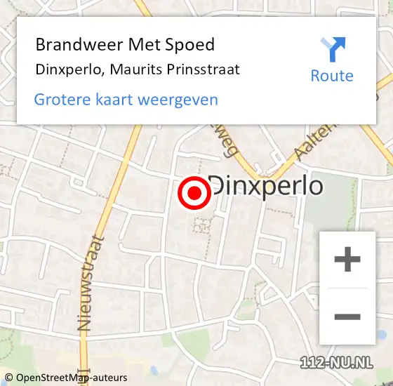 Locatie op kaart van de 112 melding: Brandweer Met Spoed Naar Dinxperlo, Maurits Prinsstraat op 28 mei 2024 04:17