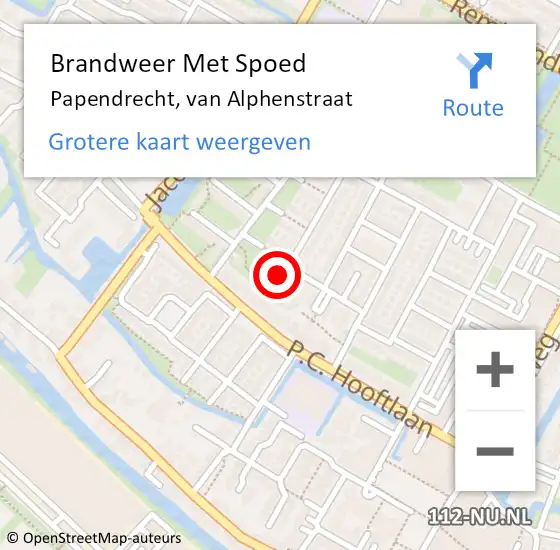 Locatie op kaart van de 112 melding: Brandweer Met Spoed Naar Papendrecht, van Alphenstraat op 28 mei 2024 04:18