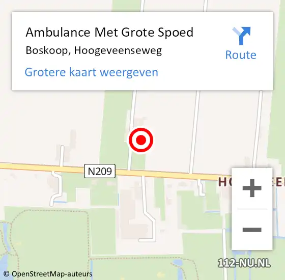 Locatie op kaart van de 112 melding: Ambulance Met Grote Spoed Naar Boskoop, Hoogeveenseweg op 28 mei 2024 04:31