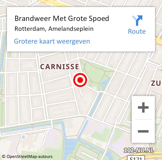 Locatie op kaart van de 112 melding: Brandweer Met Grote Spoed Naar Rotterdam, Amelandseplein op 28 mei 2024 04:58