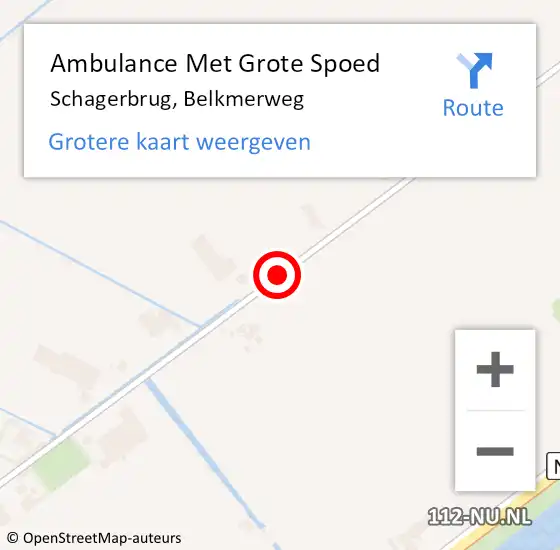 Locatie op kaart van de 112 melding: Ambulance Met Grote Spoed Naar Schagerbrug, Belkmerweg op 28 mei 2024 05:13