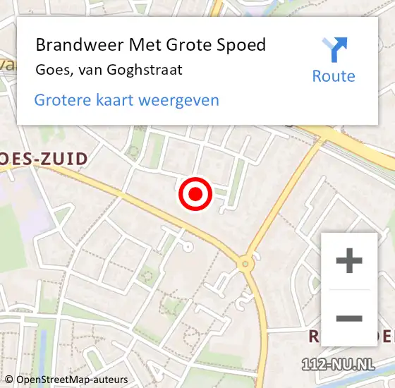 Locatie op kaart van de 112 melding: Brandweer Met Grote Spoed Naar Goes, van Goghstraat op 28 mei 2024 05:17