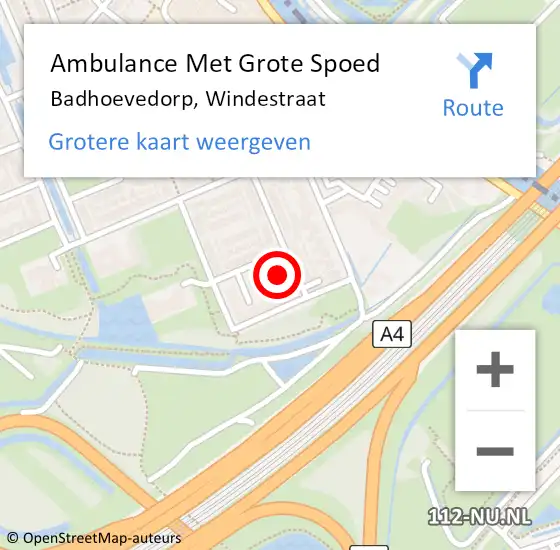 Locatie op kaart van de 112 melding: Ambulance Met Grote Spoed Naar Badhoevedorp, Windestraat op 28 mei 2024 05:29