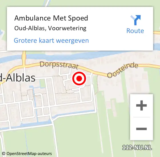 Locatie op kaart van de 112 melding: Ambulance Met Spoed Naar Oud-Alblas, Voorwetering op 28 mei 2024 05:46