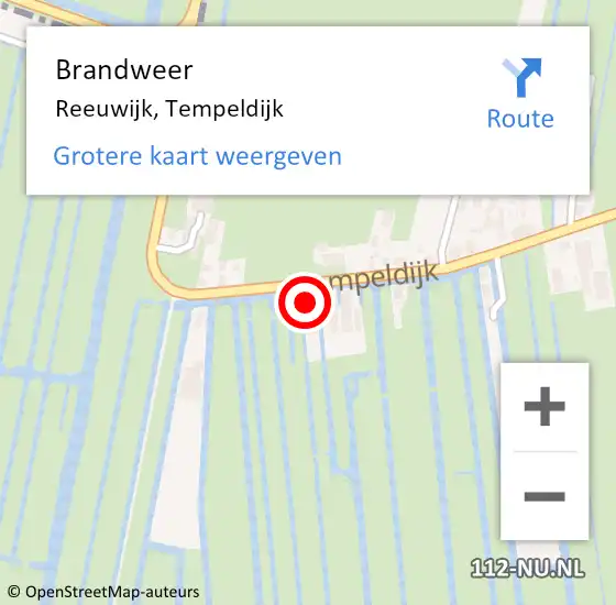 Locatie op kaart van de 112 melding: Brandweer Reeuwijk, Tempeldijk op 28 mei 2024 06:04