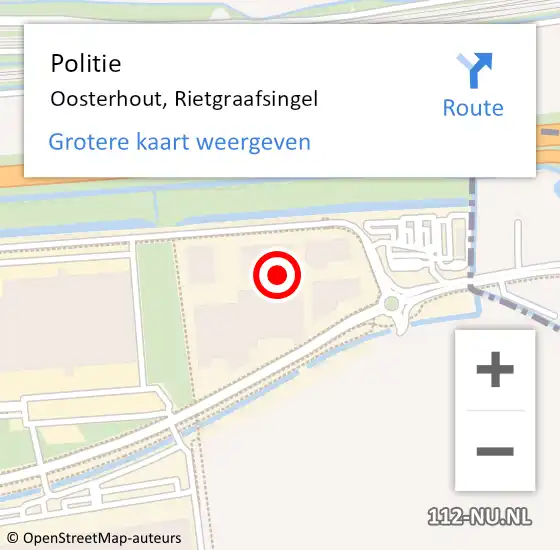 Locatie op kaart van de 112 melding: Politie Oosterhout, Rietgraafsingel op 28 mei 2024 06:40