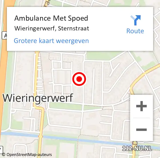 Locatie op kaart van de 112 melding: Ambulance Met Spoed Naar Wieringerwerf, Sternstraat op 28 mei 2024 06:52