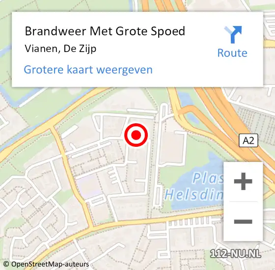 Locatie op kaart van de 112 melding: Brandweer Met Grote Spoed Naar Vianen, De Zijp op 28 mei 2024 07:44