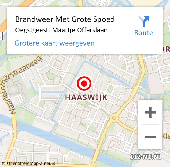 Locatie op kaart van de 112 melding: Brandweer Met Grote Spoed Naar Oegstgeest, Maartje Offerslaan op 28 mei 2024 07:52