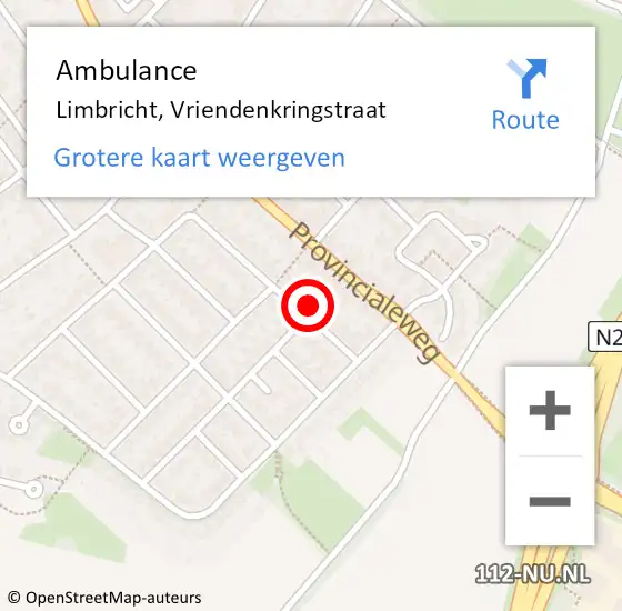 Locatie op kaart van de 112 melding: Ambulance Limbricht, Vriendenkringstraat op 7 oktober 2014 13:05