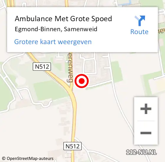 Locatie op kaart van de 112 melding: Ambulance Met Grote Spoed Naar Egmond-Binnen, Samenweid op 28 mei 2024 08:10