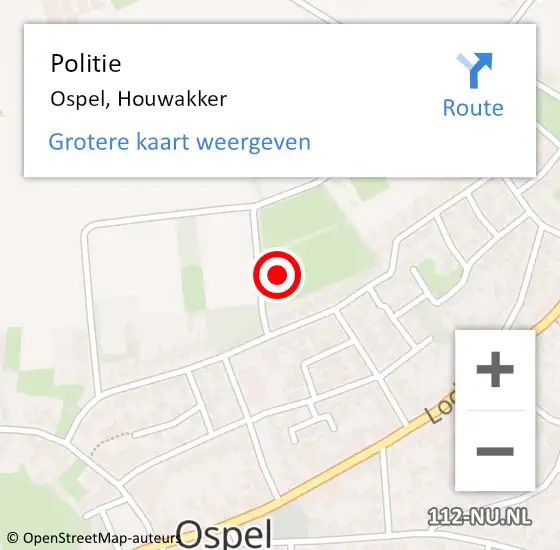 Locatie op kaart van de 112 melding: Politie Ospel, Houwakker op 28 mei 2024 08:13