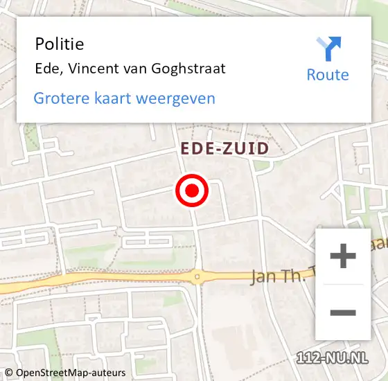 Locatie op kaart van de 112 melding: Politie Ede, Vincent van Goghstraat op 28 mei 2024 08:29