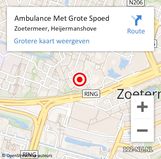 Locatie op kaart van de 112 melding: Ambulance Met Grote Spoed Naar Zoetermeer, Heijermanshove op 28 mei 2024 08:40