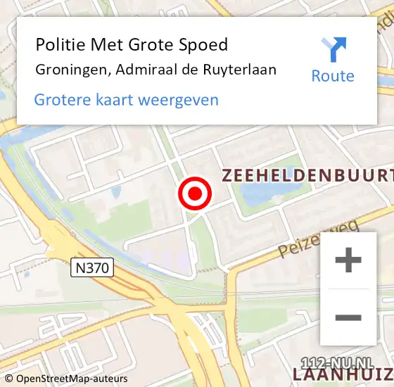 Locatie op kaart van de 112 melding: Politie Met Grote Spoed Naar Groningen, Admiraal de Ruyterlaan op 28 mei 2024 08:56