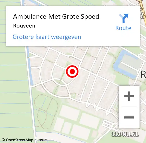 Locatie op kaart van de 112 melding: Ambulance Met Grote Spoed Naar Rouveen op 28 mei 2024 09:11