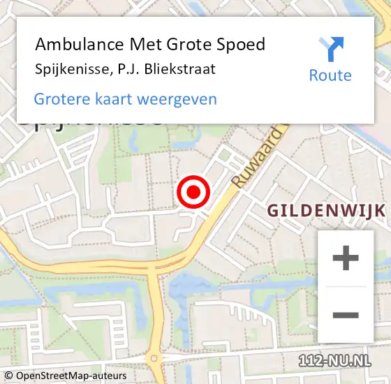 Locatie op kaart van de 112 melding: Ambulance Met Grote Spoed Naar Spijkenisse, P.J. Bliekstraat op 28 mei 2024 09:14