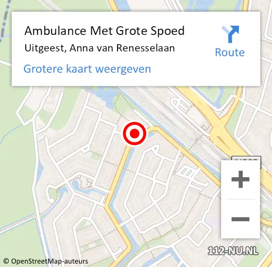 Locatie op kaart van de 112 melding: Ambulance Met Grote Spoed Naar Uitgeest, Anna van Renesselaan op 28 mei 2024 09:15