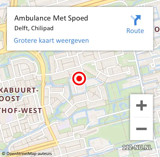 Locatie op kaart van de 112 melding: Ambulance Met Spoed Naar Delft, Chilipad op 28 mei 2024 09:17