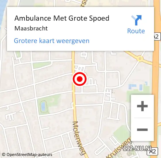 Locatie op kaart van de 112 melding: Ambulance Met Grote Spoed Naar Maasbracht op 28 mei 2024 09:28