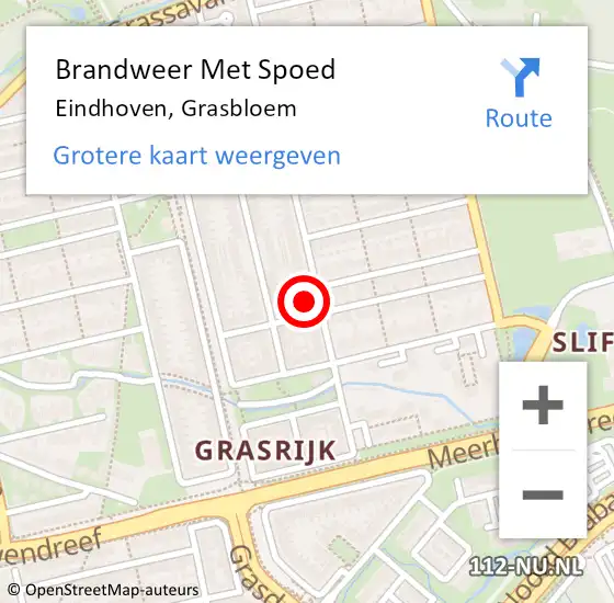 Locatie op kaart van de 112 melding: Brandweer Met Spoed Naar Eindhoven, Grasbloem op 28 mei 2024 09:44