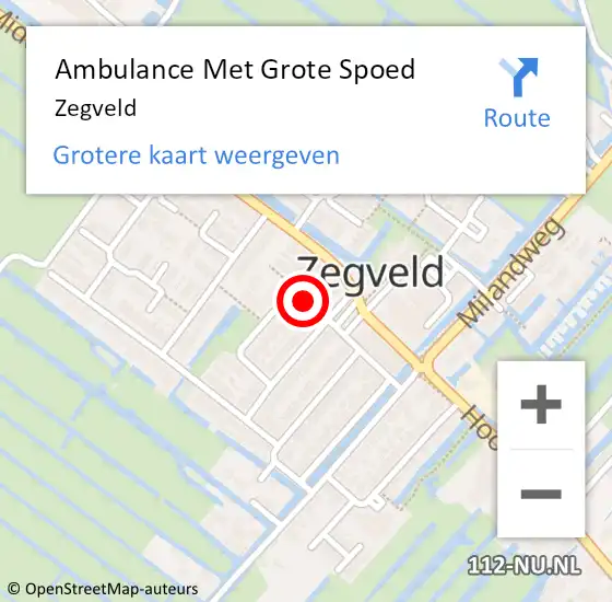 Locatie op kaart van de 112 melding: Ambulance Met Grote Spoed Naar Zegveld op 28 mei 2024 09:49