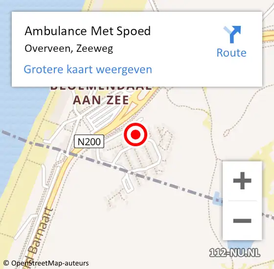 Locatie op kaart van de 112 melding: Ambulance Met Spoed Naar Overveen, Zeeweg op 28 mei 2024 10:24