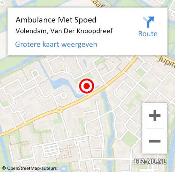 Locatie op kaart van de 112 melding: Ambulance Met Spoed Naar Volendam, W van der Knoopdreef op 28 mei 2024 10:29