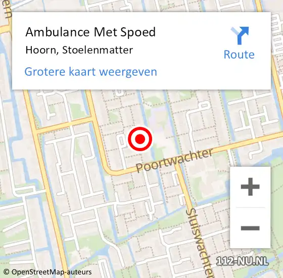 Locatie op kaart van de 112 melding: Ambulance Met Spoed Naar Hoorn, Stoelenmatter op 28 mei 2024 10:55