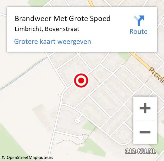 Locatie op kaart van de 112 melding: Brandweer Met Grote Spoed Naar Limbricht, Bovenstraat op 28 mei 2024 10:57