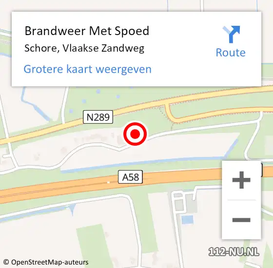 Locatie op kaart van de 112 melding: Brandweer Met Spoed Naar Schore, Vlaakse Zandweg op 28 mei 2024 11:07