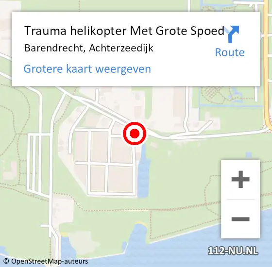 Locatie op kaart van de 112 melding: Trauma helikopter Met Grote Spoed Naar Barendrecht, Achterzeedijk op 28 mei 2024 11:13