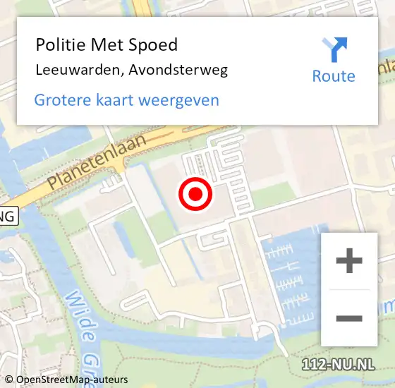 Locatie op kaart van de 112 melding: Politie Met Spoed Naar Leeuwarden, Avondsterweg op 28 mei 2024 11:26