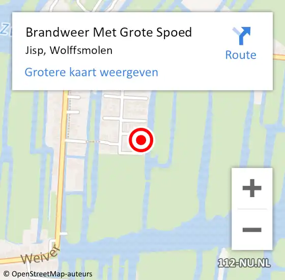 Locatie op kaart van de 112 melding: Brandweer Met Grote Spoed Naar Jisp, Wolffsmolen op 28 mei 2024 11:33