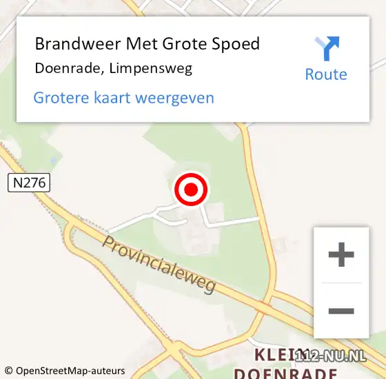 Locatie op kaart van de 112 melding: Brandweer Met Grote Spoed Naar Doenrade, Limpensweg op 28 mei 2024 11:58