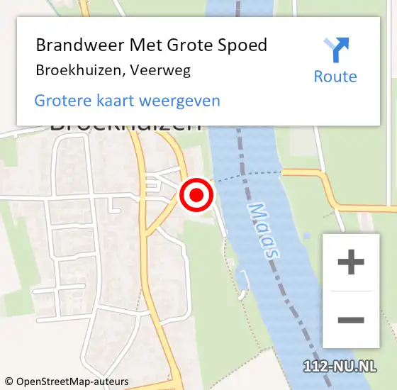 Locatie op kaart van de 112 melding: Brandweer Met Grote Spoed Naar Broekhuizen, Veerweg op 28 mei 2024 12:03