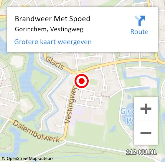 Locatie op kaart van de 112 melding: Brandweer Met Spoed Naar Gorinchem, Vestingweg op 28 mei 2024 12:25