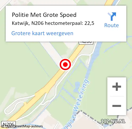 Locatie op kaart van de 112 melding: Politie Met Grote Spoed Naar Katwijk, N206 hectometerpaal: 22,5 op 28 mei 2024 12:26