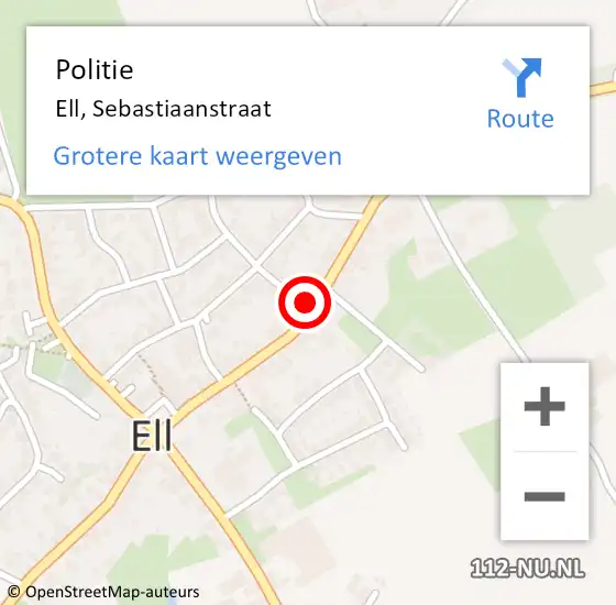 Locatie op kaart van de 112 melding: Politie Ell, Sebastiaanstraat op 28 mei 2024 12:37