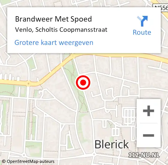 Locatie op kaart van de 112 melding: Brandweer Met Spoed Naar Venlo, Scholtis Coopmansstraat op 28 mei 2024 12:39