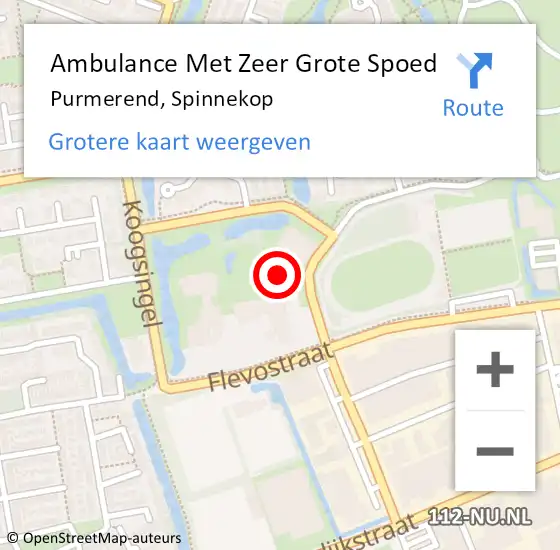 Locatie op kaart van de 112 melding: Ambulance Met Zeer Grote Spoed Naar Purmerend, Spinnekop op 28 mei 2024 12:52