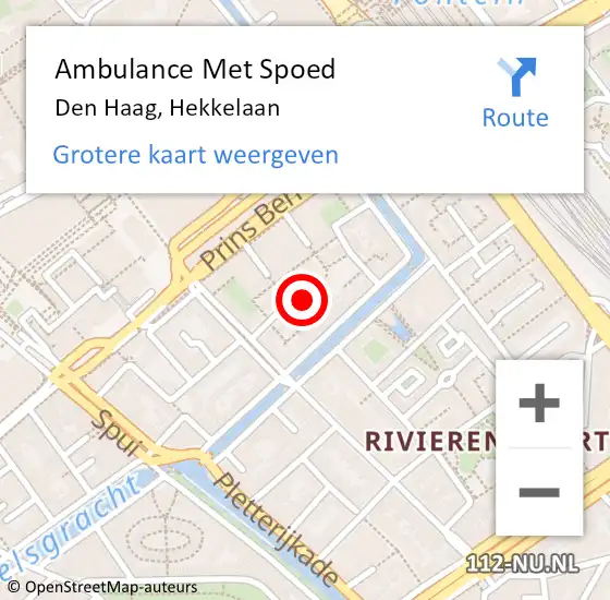 Locatie op kaart van de 112 melding: Ambulance Met Spoed Naar Den Haag, Hekkelaan op 28 mei 2024 12:55