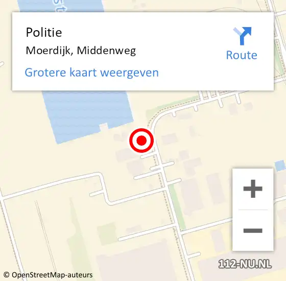 Locatie op kaart van de 112 melding: Politie Moerdijk, Middenweg op 28 mei 2024 13:01