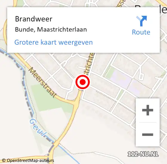 Locatie op kaart van de 112 melding: Brandweer Bunde, Maastrichterlaan op 7 oktober 2014 13:36