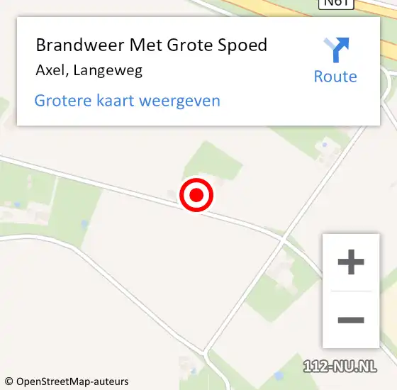 Locatie op kaart van de 112 melding: Brandweer Met Grote Spoed Naar Axel, Langeweg op 28 mei 2024 13:21