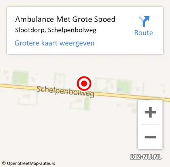 Locatie op kaart van de 112 melding: Ambulance Met Grote Spoed Naar Slootdorp, Schelpenbolweg op 28 mei 2024 13:28