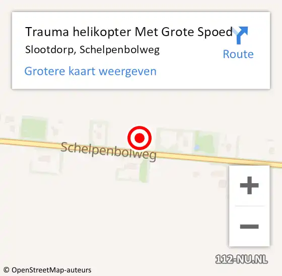 Locatie op kaart van de 112 melding: Trauma helikopter Met Grote Spoed Naar Slootdorp, Schelpenbolweg op 28 mei 2024 13:31