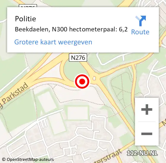 Locatie op kaart van de 112 melding: Politie Beekdaelen, N300 hectometerpaal: 6,2 op 28 mei 2024 13:39