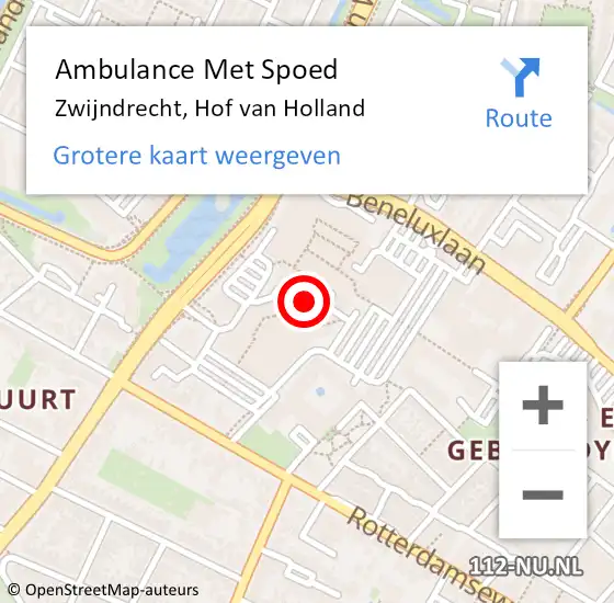 Locatie op kaart van de 112 melding: Ambulance Met Spoed Naar Zwijndrecht, Hof van Holland op 28 mei 2024 13:48